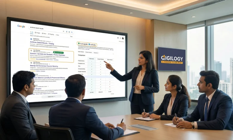 Indian marketing professionals analysing trust signals across search results and AI answers in 2026.