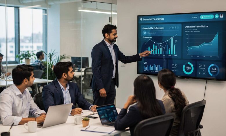 Indian marketing team analyzing CTV and short-form video performance metrics