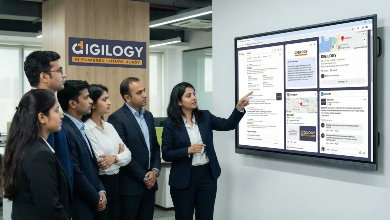 Indian professionals analysing brand visibility across search, maps, social media, and AI answers.