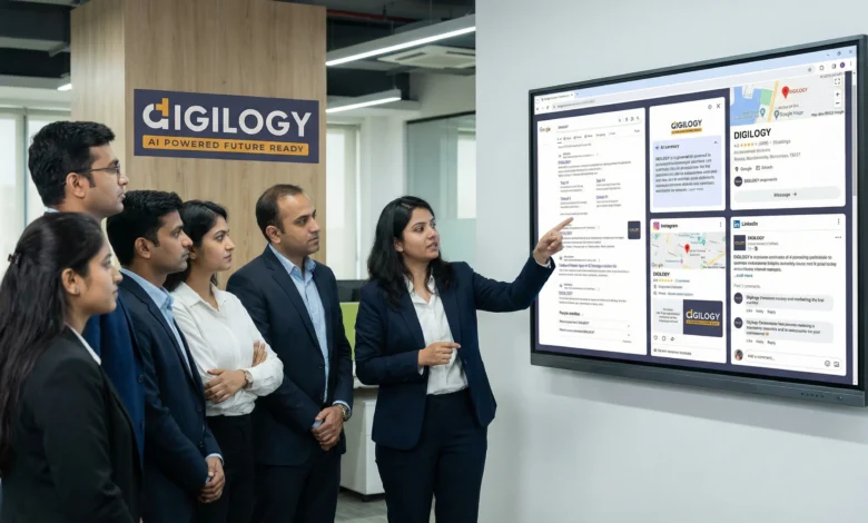 Indian professionals analysing brand visibility across search, maps, social media, and AI answers.