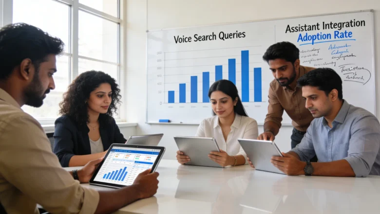 Indian professionals analyzing voice search optimization data