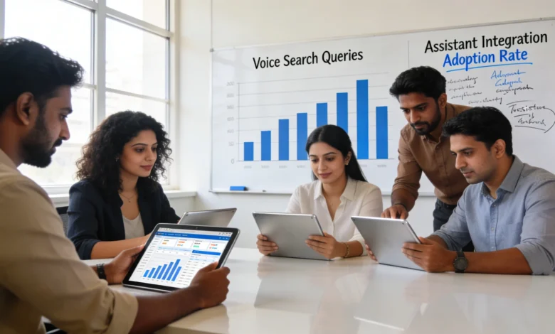 Indian professionals analyzing voice search optimization data