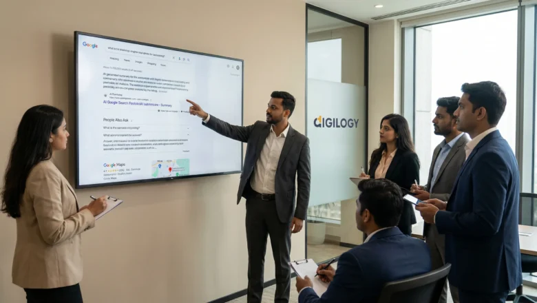 Indian marketers analysing zero-click search results with AI summaries and SERP features in 2025.