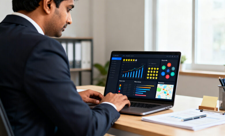 Indian marketer analyzing GBP reviews with AI tools