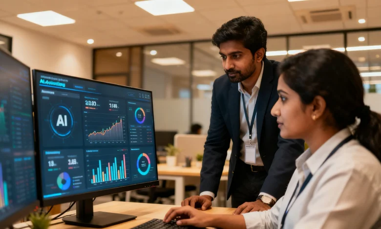 Marketing professionals analyzing AI advertising campaign data.