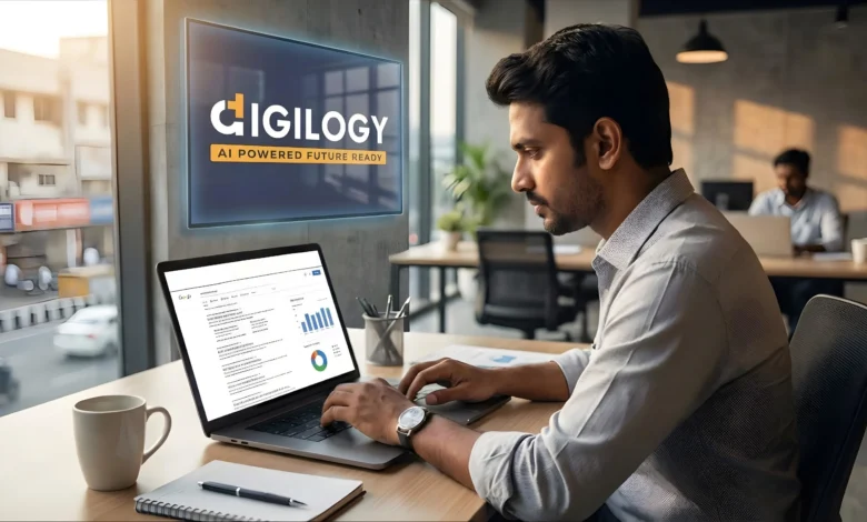 Indian business professional reviewing SEO and digital marketing analytics in a Chennai office