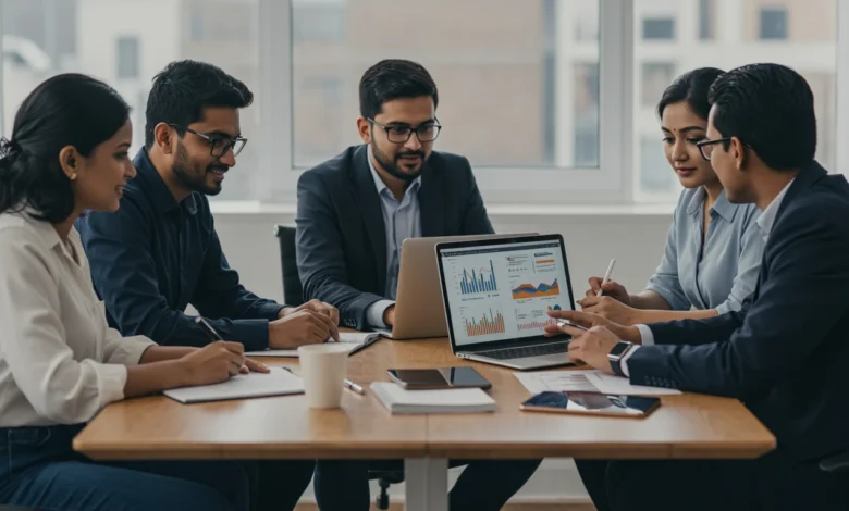 Indian professionals analyzing digital commerce strategies.