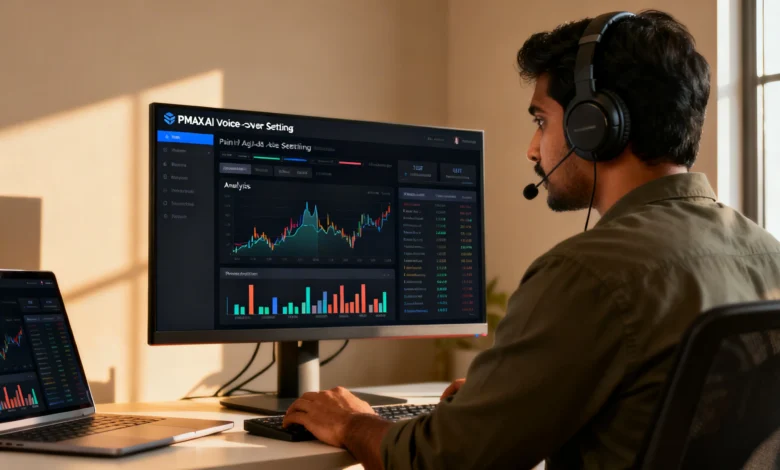 Indian paid ads specialist reviewing PMax AI voice-over settings