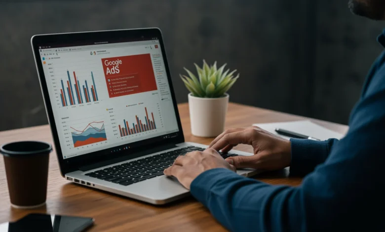 Indian digital marketer reviewing Google Ads budget pacing dashboard