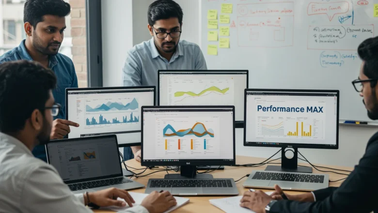 Indian marketers reviewing Google Ads Performance Max campaign data