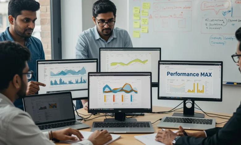 Indian marketers reviewing Google Ads Performance Max campaign data