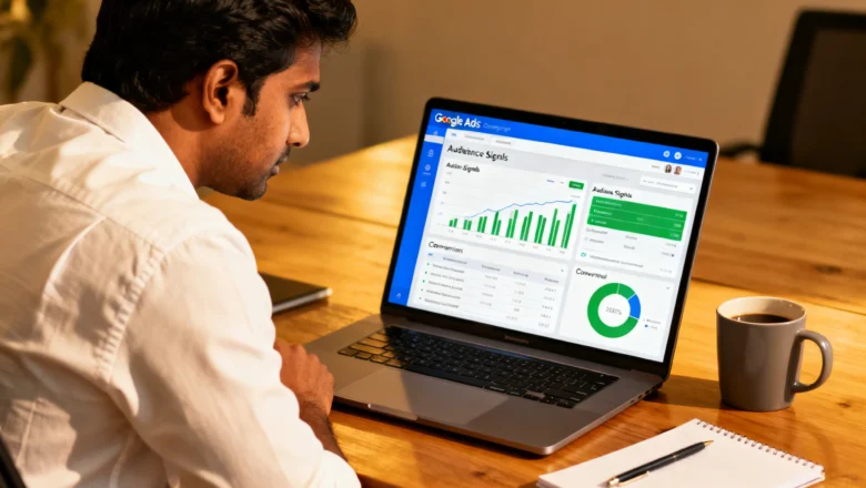 Indian paid ads specialist reviewing Google Ads audience signals