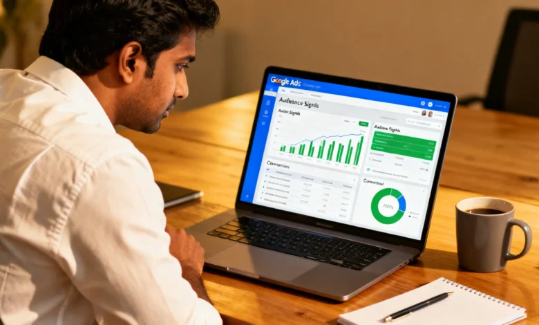Indian paid ads specialist reviewing Google Ads audience signals