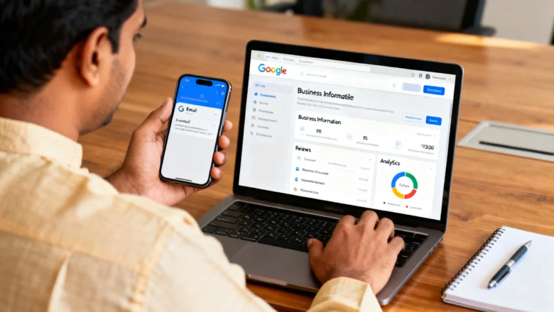 Indian business owner receiving Google Business Profile review restriction removal notification on smartphone