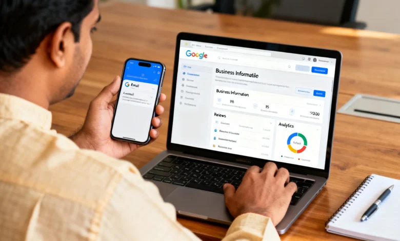 Indian business owner receiving Google Business Profile review restriction removal notification on smartphone