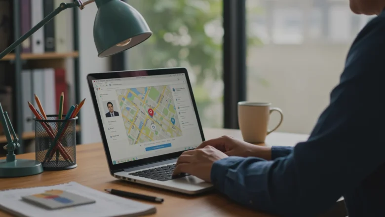 Indian business owner verifying Google Business Profile on laptop