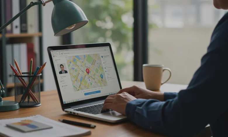 Indian business owner verifying Google Business Profile on laptop