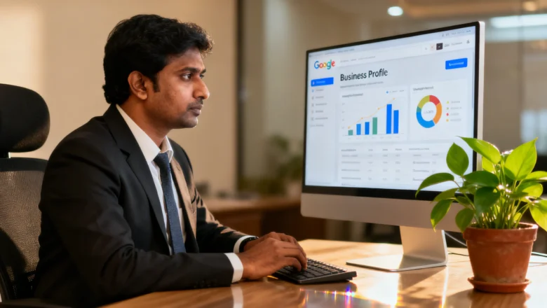 Business owner reviewing Google Business Profiles in India after local SEO volatility