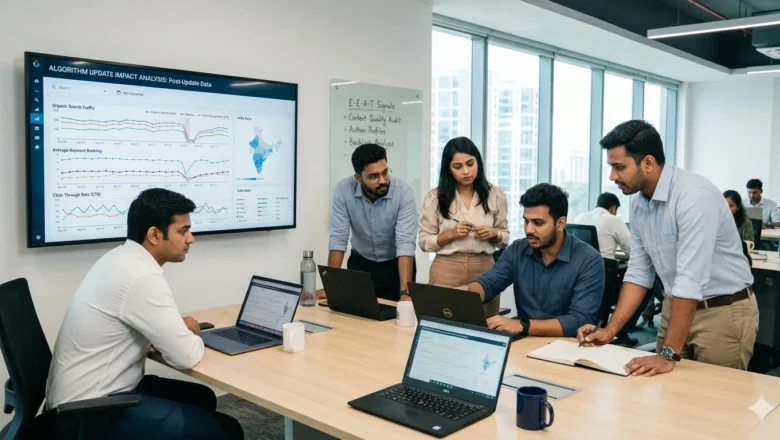 Indian SEO professionals analyzing Google core update ranking changes