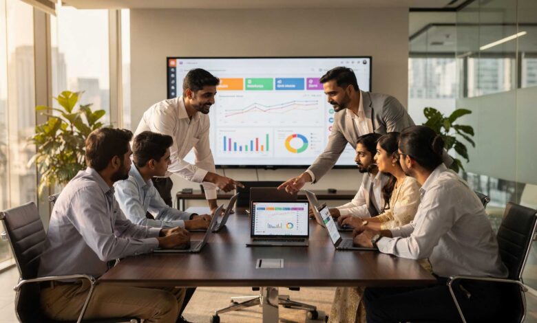 Indian marketing team analyzing digital ad growth in India
