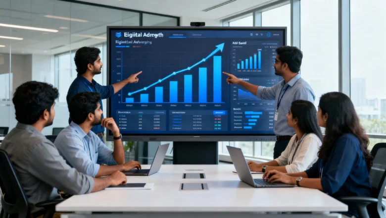 Indian marketing professionals analyzing digital advertising growth as India Digital AdEx reaches 64% in PMAR 2026 report