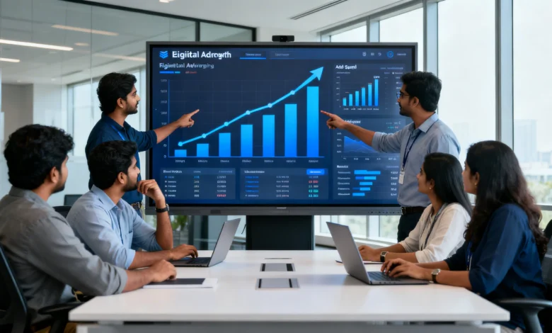 Indian marketing professionals analyzing digital advertising growth as India Digital AdEx reaches 64% in PMAR 2026 report