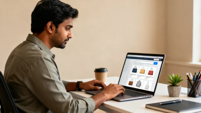 Indian professional optimizing digital marketing strategies with AI-driven shopping experiences on Google AI Mode.