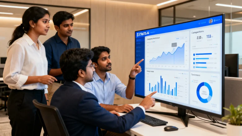 "Indian professionals managing STRATIS AI marketing campaigns, focusing on budget reallocations and bid adjustments."