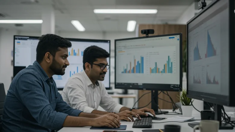 Indian SEO analysts reviewing AI SERP prediction dashboards