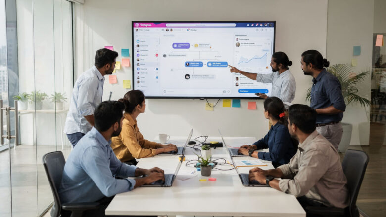 Marketing team reviewing Instagram DM lead detection and automation tools