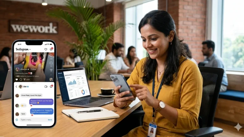 Indian professional managing Instagram Marketing Messages and Reels for brand engagement.