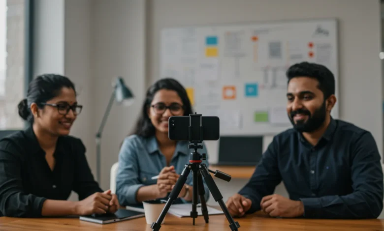 Indian professionals creating LinkedIn B2B marketing video content