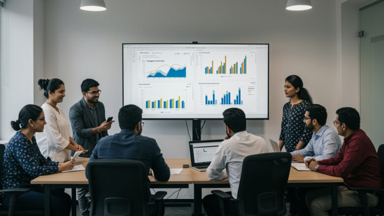 Indian B2B marketing team reviewing LinkedIn ROAS benchmark data
