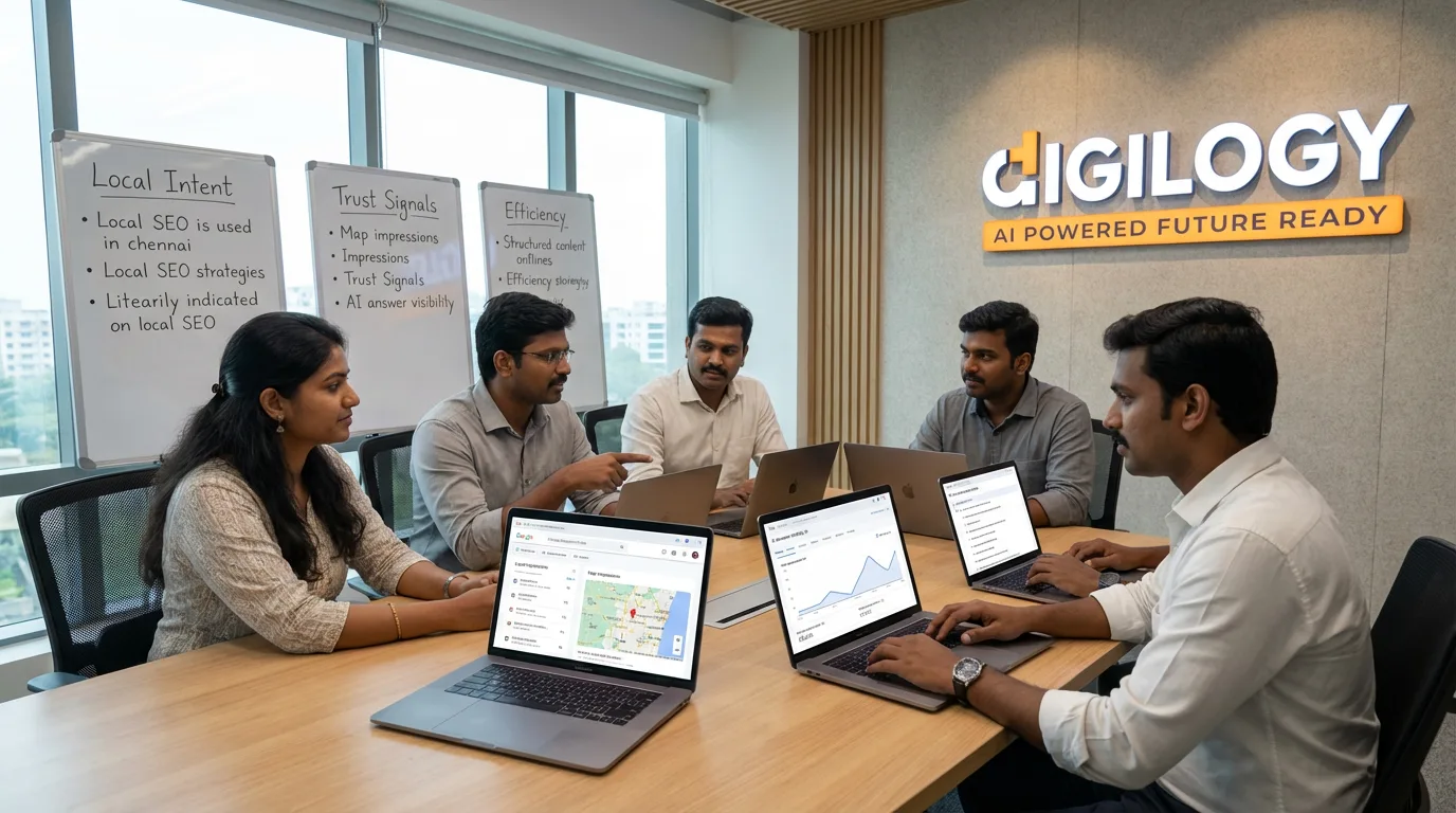 Indian digital marketers implementing local and AI-readable SEO strategies in Chennai