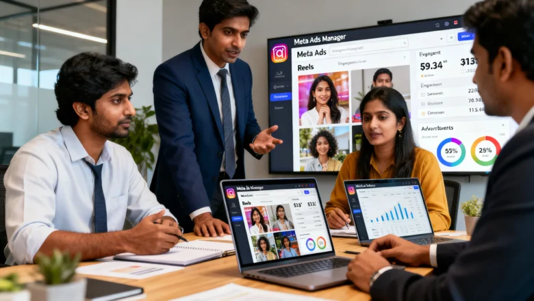 Indian digital marketing team analyzing Instagram advertising budgets