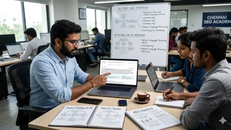 Indian SEO professional analyzing AI Overviews in Google search results.