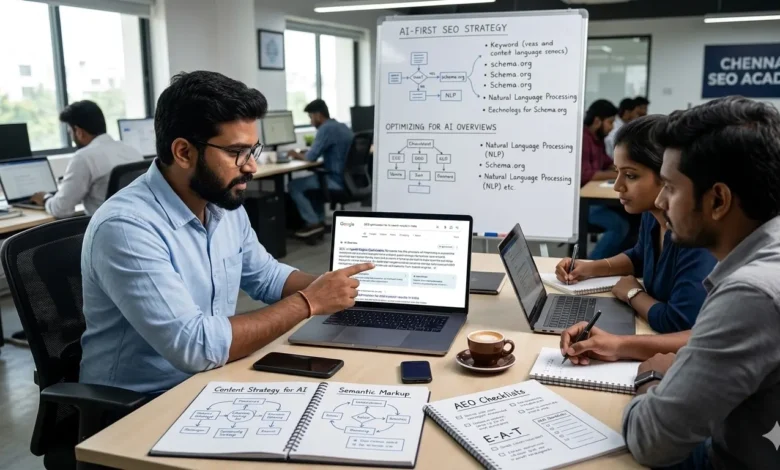 Indian SEO professional analyzing AI Overviews in Google search results.