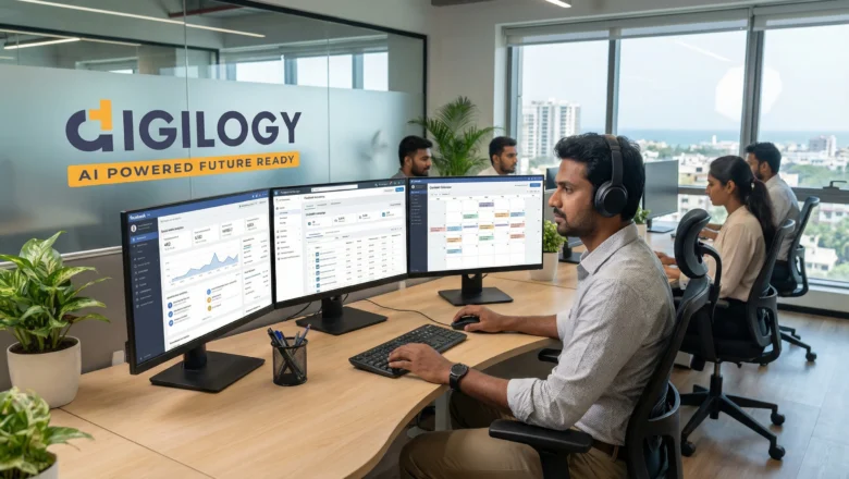 Indian digital marketing professional managing social media marketing campaigns and analytics dashboards for businesses in Chennai