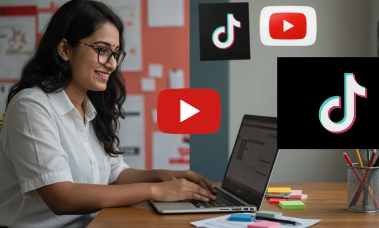 Content creator optimizing videos for TikTok and YouTube SEO