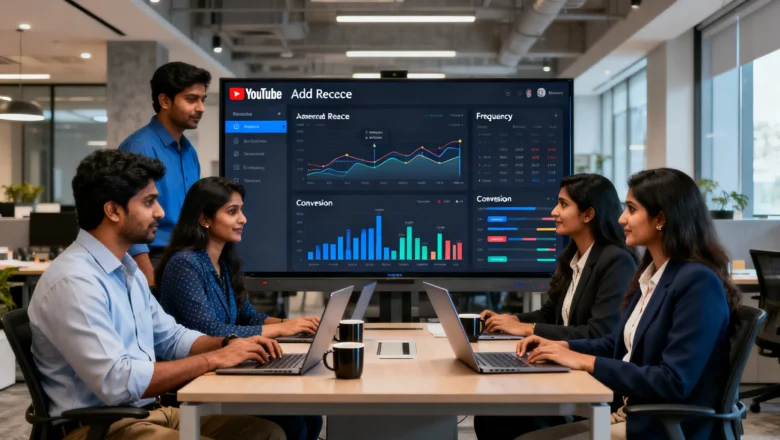 Media team reviewing YouTube non-skip ads campaign performance