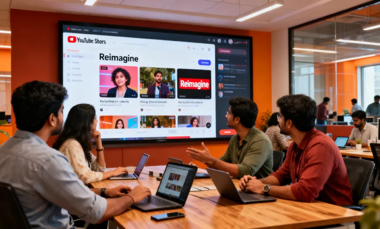 YouTube Shorts Reimagine AI video creation feature interface