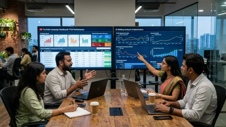 Indian marketers analyzing YouTube Demand Gen campaign analytics