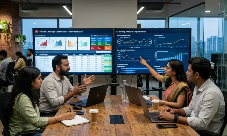 Indian marketers analyzing YouTube Demand Gen campaign analytics