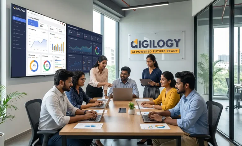 AI powered digital marketing services in Chennai team analysing campaign data