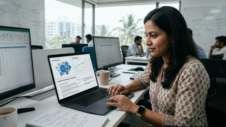 SEO expert analyzing AI search visibility tools