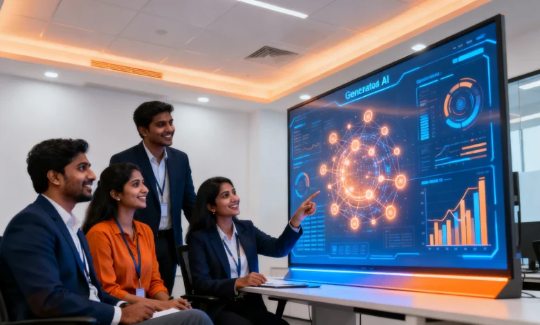 Indian professionals working with artificial intelligence technology.