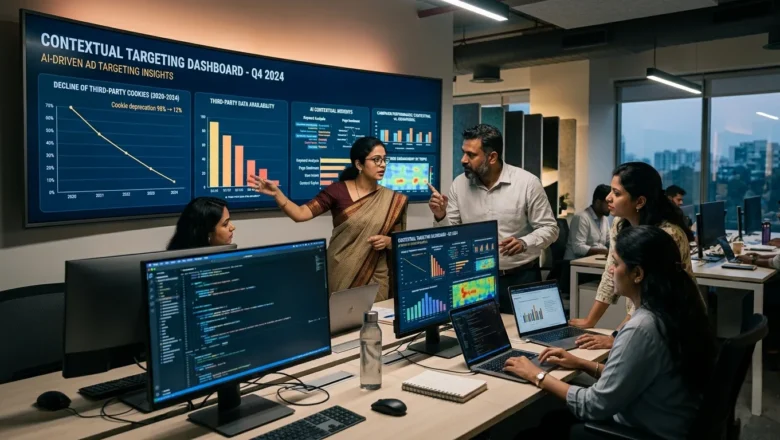 Indian digital marketing professionals analyzing contextual targeting strategy after cookie tracking decline