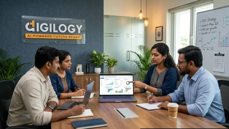 Indian business team planning strategy with digital marketing agency in Chennai