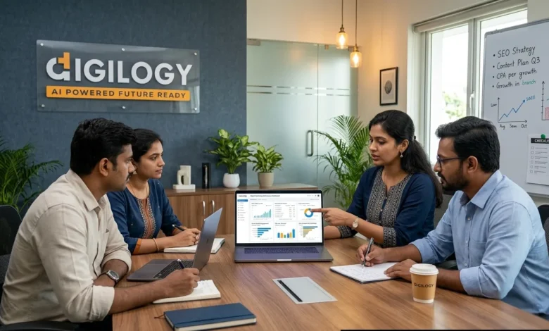 Indian business team planning strategy with digital marketing agency in Chennai