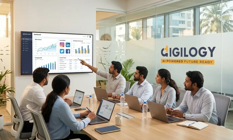 digital marketing agency in chennai team discussing strategy at Digilogy office